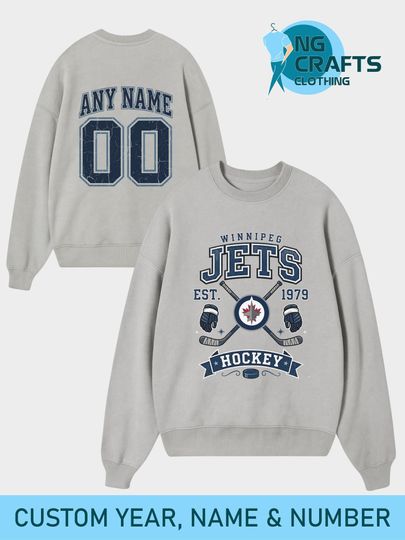 Discover Personalized Winnipeg Hockey Unisex Sweatshirt, Winnipeg Jets shirt, Winnipeg Hockey shirt, Custom Hockey Shirt, Hockey Number Shirt