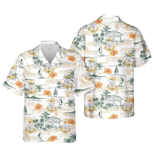 US Coast Guard Chief Petty Officer Hat Badge Hawaiian Shirt