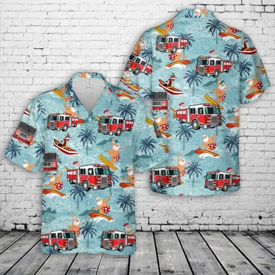 Discover 4Th Of July Hawaiian Shirts Fire Trucks Christmas In July Hawaiian Shirt