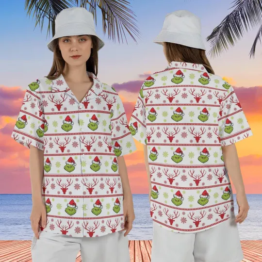 Discover The funny character Christmas Hawaiian Shirt Grin Hawaii Shirt Trip Vacation Shirt