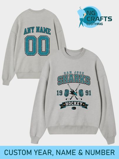 Personalized San Jose Hockey Unisex Sweatshirt, San Jose Sharks shirt, San Jose Hockey shirt, Custom Hockey Shirt, Hockey Number Shirt