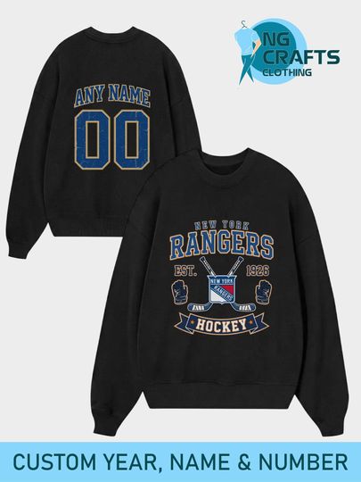 Personalized New York Rangers Sweatshirt, Hockey Number Shirt