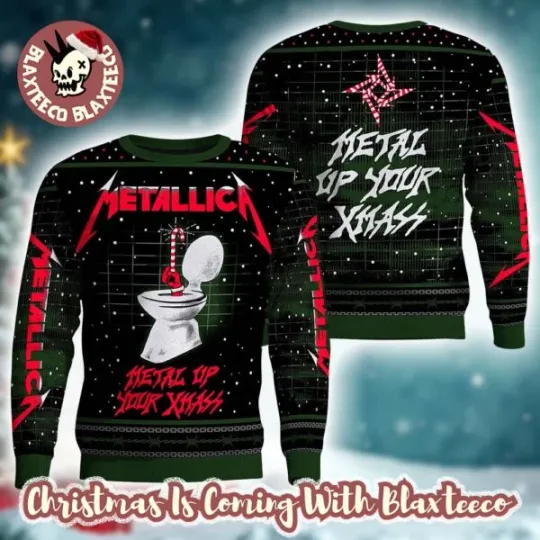 Discover Metallicaa Metal Up Your Xmass Funny Toilet Candy Crane Ugly Christmas Sweater