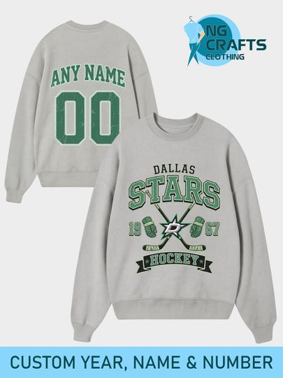 Personalized Dallas Stars Hockey Sweatshirt, Custom Name & Number