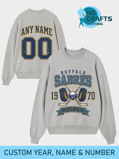 Discover Personalized Buffalo Sabres Hockey Sweatshirt, Custom Name & Number