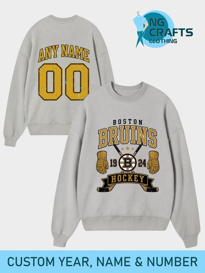 Personalized Boston Bruins Hockey Sweatshirt, Custom Name & Number