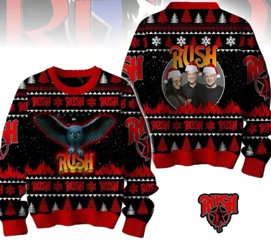 Discover Rush Merry Christmas Happy Holidays Ugly Sweater 3d GLC056486