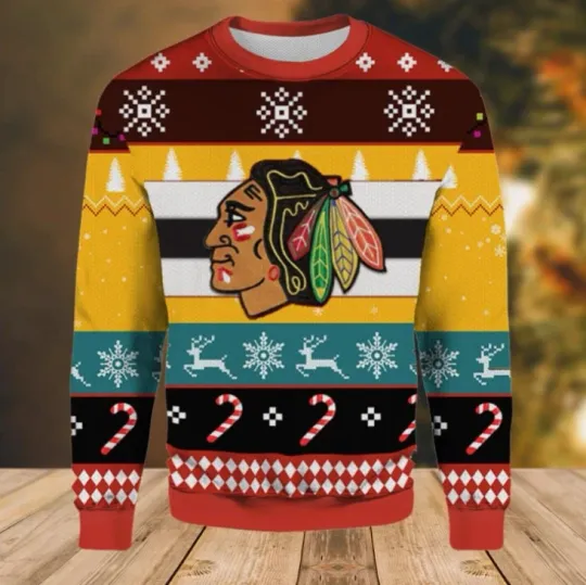 Chicago Men 1Blackhawk Ugly Christmas Sweater Gift For Christmas