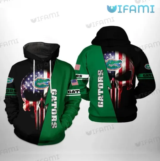 Florida Gators Hoodie 3D US Flag Punisher Skull Gators Gift