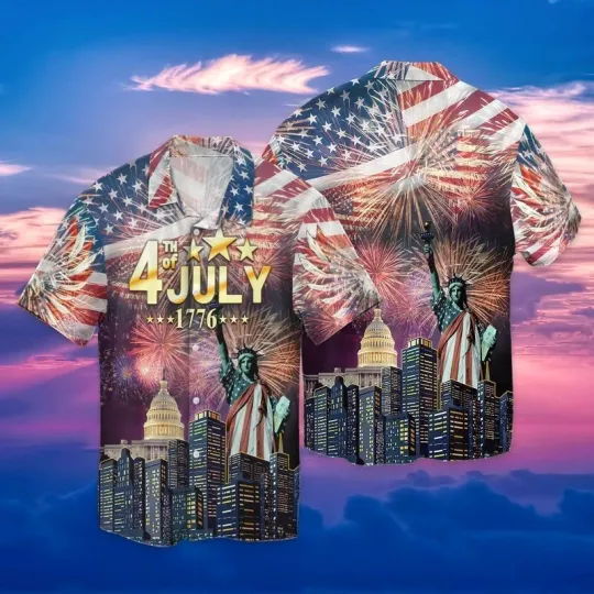 Discover Happy 4th Of July Independence Day American Flag Hawaiian Shirt