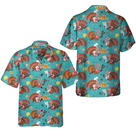 Discover Happy Thanksgiving Turkeys Chef Thanksgiving Hawaiian Shirt Funny Turkey Shirt