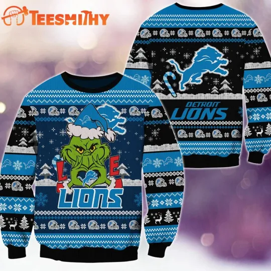 Discover Detroit Lion football funny character Football Limited Ugly Christmas Sweater S-5XL