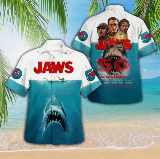 Jaws 3D Hawaiian Button Down Shirt
