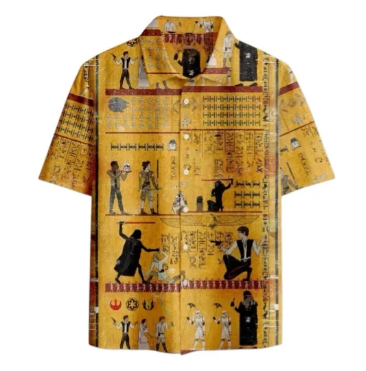 Discover Dark Warrior Ancient Egypt Mural Without Pocket Hawaiian Shirt