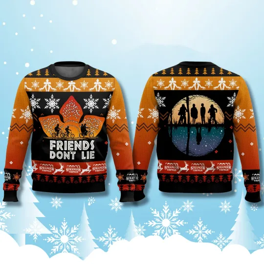 Discover Stranger Thing Friends Dont Lie Ugly Christmas Sweater Unisex S-5XL