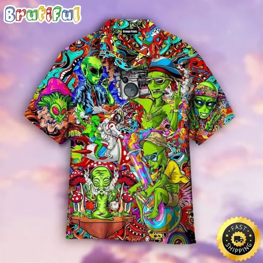 Discover Alien Hippie Summer Funny Aloha Hawaiian Shirt