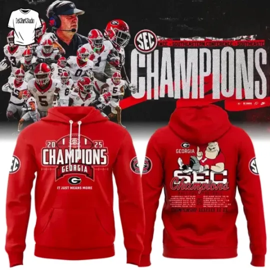 Discover Georgia Football SEC Champs 2025 Locker Room Red 3D Fan Hoodie