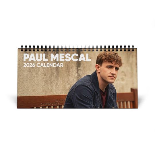 Paul Mescal Desktop Calendar (2026 grid), Paul Mescal Calendar, Paul Mescal Fan gifts