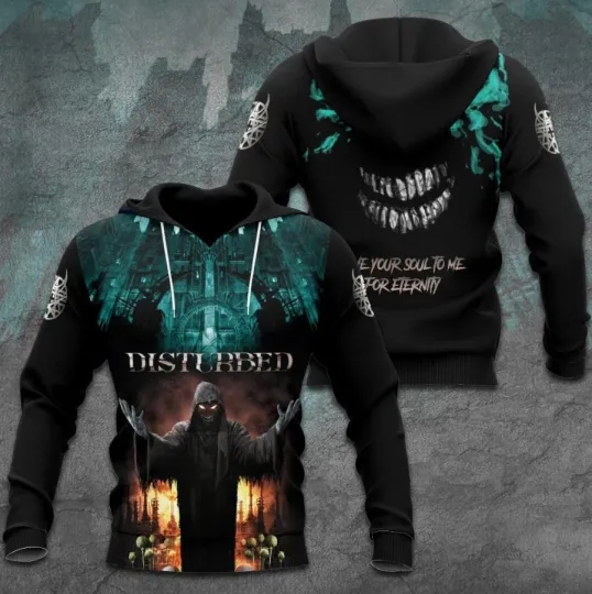 Discover Disturbed 3D Hoodie Perfect for 2025 Tour Enthusiasts