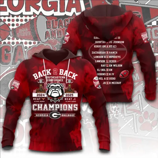 Discover Bulldogs Football 2025 SEC Football Champions 3D Hoodie