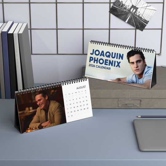 Discover Joaquin Phoenix Desktop Calendar (2026 grid), 2026 Desktop Calendar with Joaquin Phoenix, Celebrity Calendar