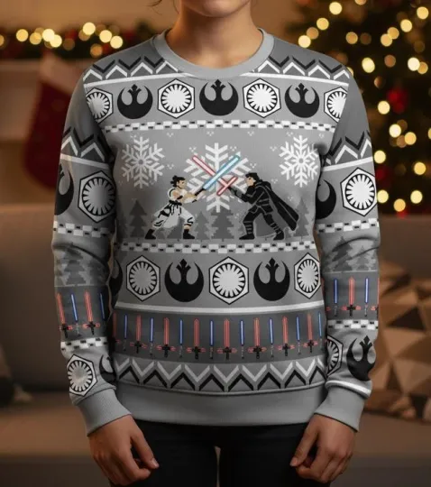 Discover Space Battle, Cosmic Lights, Ugly Christmas Sweater