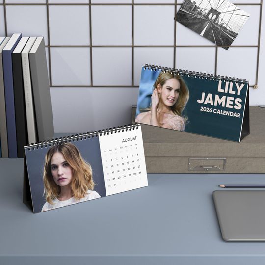 Lily James Desktop Calendar (2026 grid), Lily James Calendar, Lily James Fan gifts