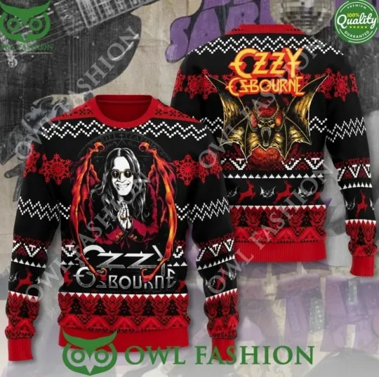 Discover RARE! Ozzy Osbourne Black Sabbath Logo Christmas 3D Ugly Sweater