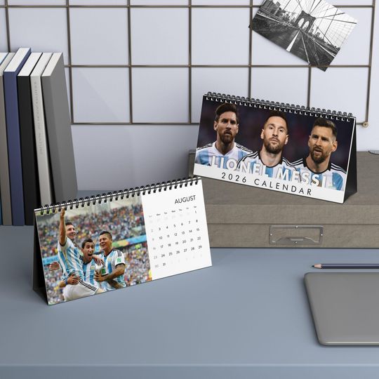 Desktop Calendar, Lionel Messi 2026 Calendar, Football Soccer Sports Fan Gift, Office Desk Decor, Daily Planner, Yearly Organizer
