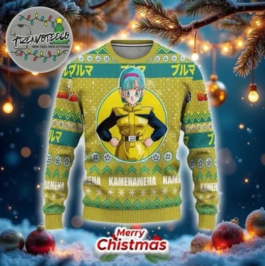 Discover Bulma Christmas Sweater Dragon B Z Manga Anime Ugly Sweater