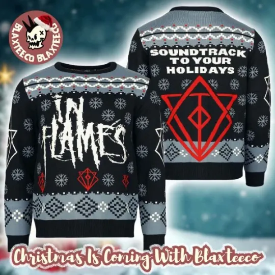 In Flame Soundtrack To Your Holiday Snowflakes Pattern Ugly Christmas Sweater