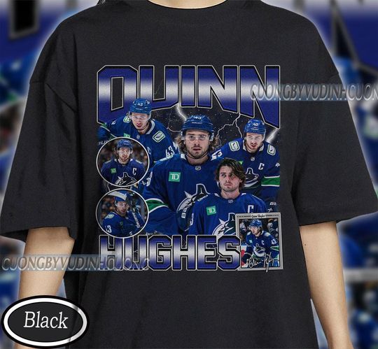 Discover Vintage Quinn Hughes shirt, Quinn Hughes Tee, Quinn Hughes Tee, Bootleg Rap tee, Vancouver Youth Hockey Tee