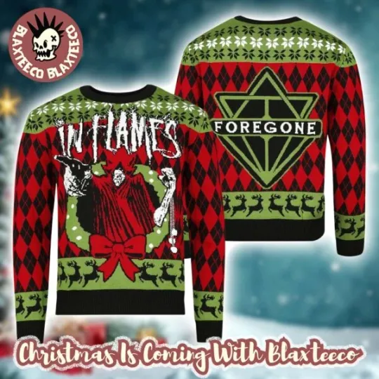 Discover In Flame Foregone Xmas Wreath 2025 Holiday Ugly Christmas Sweater Jumper S-5XL