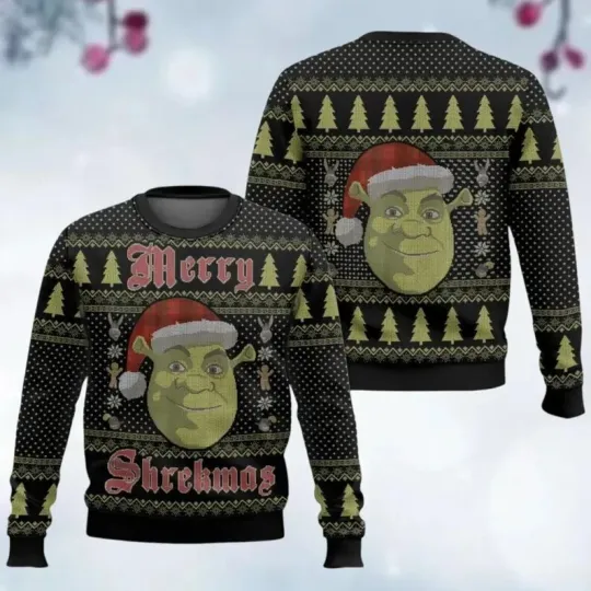 BG Shrek Merry Shrekmas Ugly Sweater Style Christmas, Cartoon Movie S-5XL