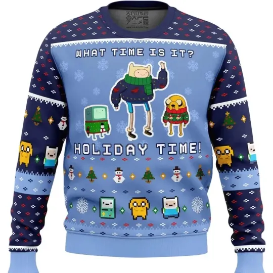 BG Adventure Time Christmas Time Ugly Christmas Sweater, Holiday Sweater for Adv
