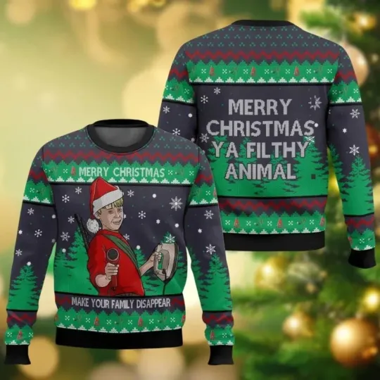 BG Home Alone Christmas Ugly Sweater, Kevin McCallister Sweater S-5XL