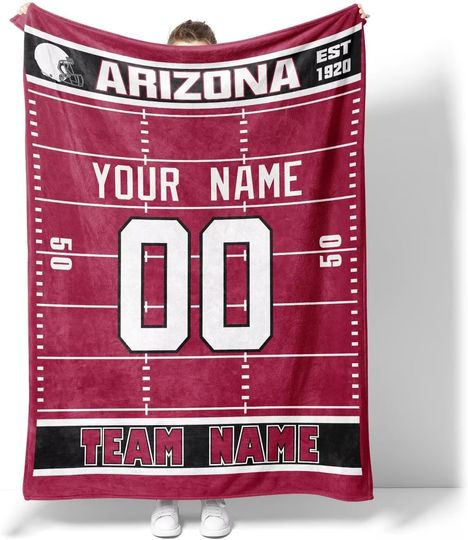 Discover Custom Arizonna Cardinals Football Fleece Blanket, Gifts for Men Women Boy