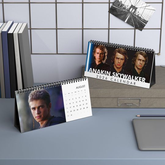 Discover Anakin Skywalker 2026 Desktop Calendar, Hayden Christensen Calendar, Jedi Knight Desk Planner, Sith Lord Office Organizer, Sci-Fi Movie