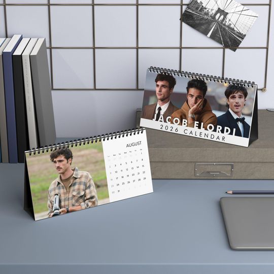 Discover Jacob Elordi Desktop Calendar (2026 grid), Jacob Elordi Calendar, Jacob Elordi Fan gifts