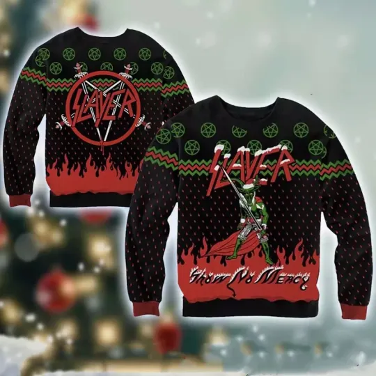 Discover BG Slayer Band Show No Mercy Holiday Gift For Fans Christmas Ugly Sweater S-5XL