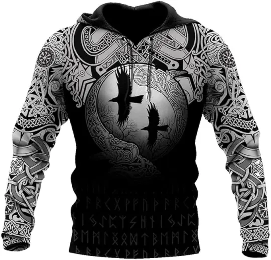 Discover Raven Viking 3D Printing Hoodie Unisex