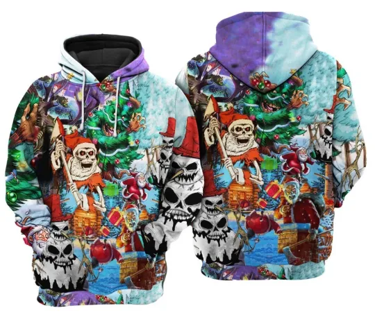 Discover Christmas Skull 3D Hoodie Unisex
