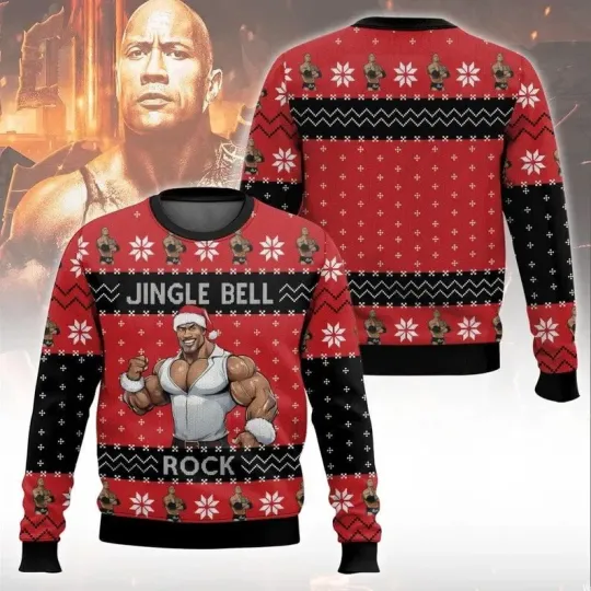 Discover BG Dwayne Johnson Ugly Christmas Sweater, Jingle Bell Rock Xmas Sweater S-5XL