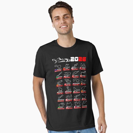 Discover Calendar Formula race cars 2026 circuits sport v2 Essential T-Shirt