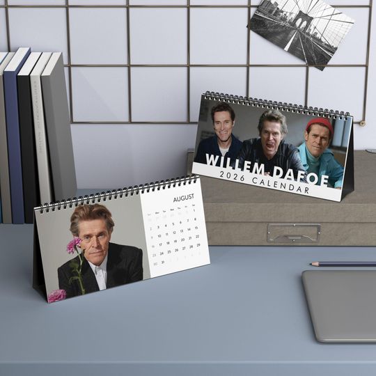 Discover Willem Dafoe Desktop Calendar (2026 grid), 2026 Desktop Calendar with Willem Dafoe, Celebrity Calendar