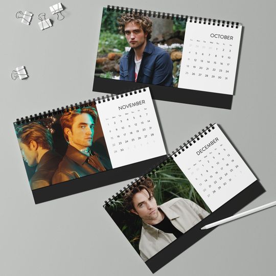 Robert Pattinson Desktop Calendar (2026 grid), Robert Pattinson Calendar, Robert Pattinson Fan gifts