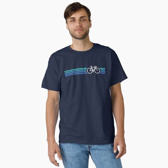 Discover Retro Biking Style Blue Classic T-Shirt