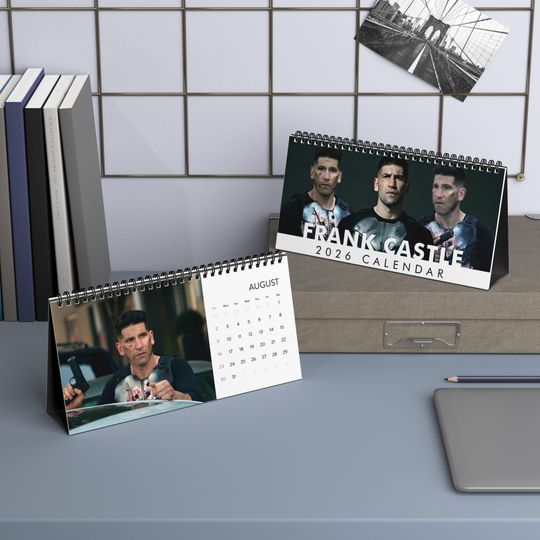Discover Frank Castle Desktop Calendar (2025 grid), Frank Castle Calendar, 2025 Wall Calendar, Punisher Desk Planner