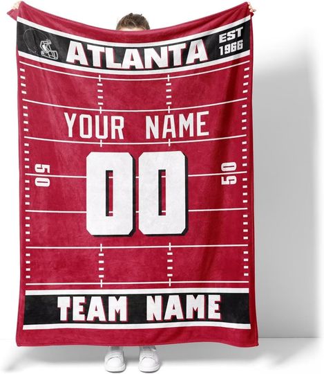 Custom Atlanta Falcons Football Fleece Blanket, Gifts for Men Women Boy