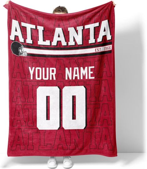 Custom Atlanta Falcons Football Fleece Blanket, Gifts for Men Women Boy